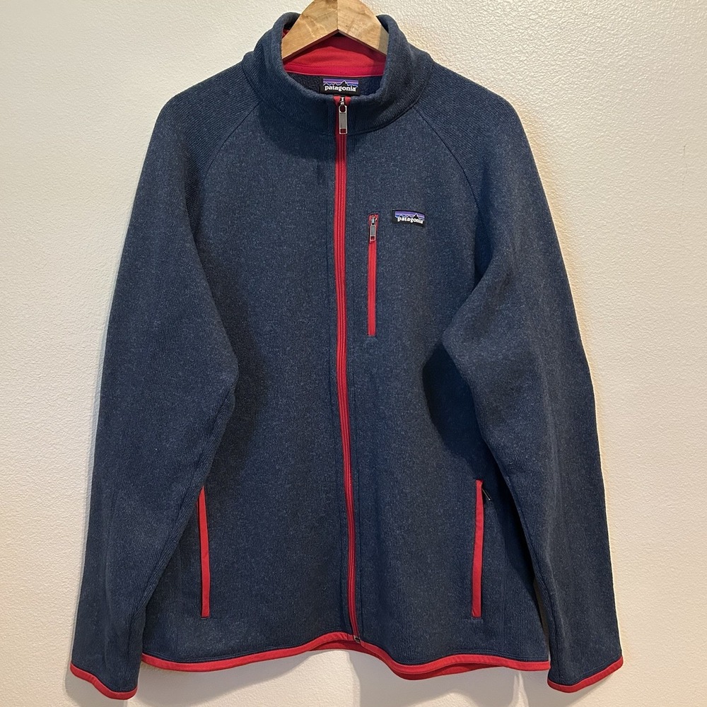 Patagonia Men's Better Sweater Full-Zip Fleece Jacket – Size XL – Blue Red Trim